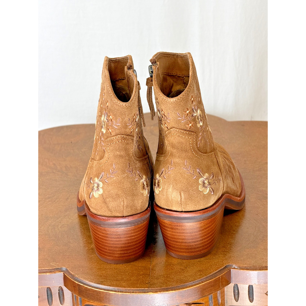NIB Sofft Sophie Brown Suede Embroidered Western Ankle Boot Womens 7 #0304 - Picture 4 of 8